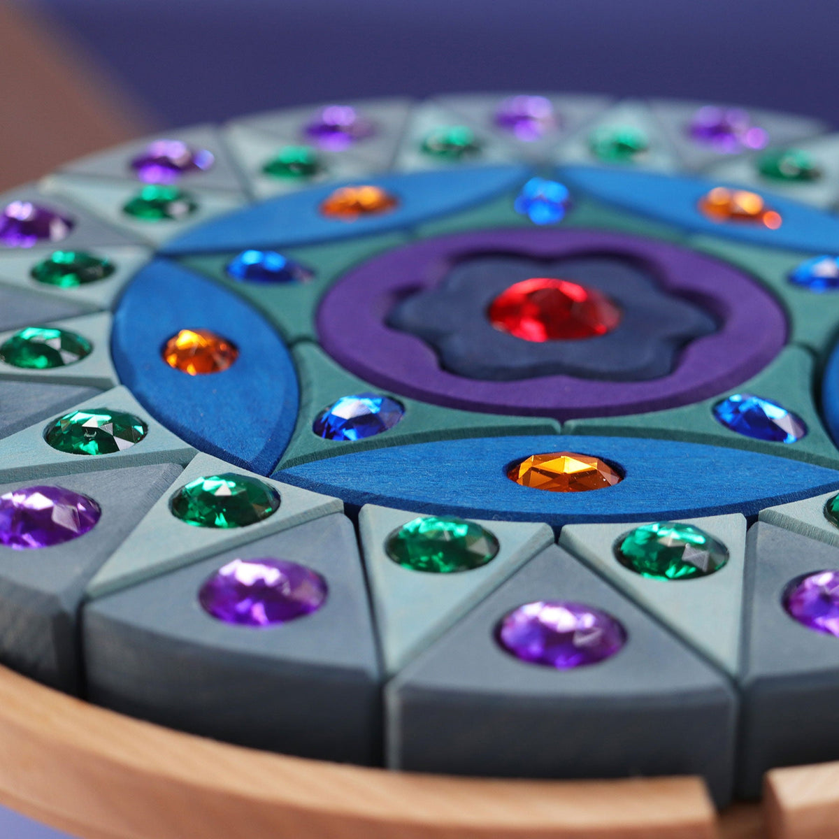 Grimm's - Klein Glitter Mandala – 44 houten blokjes en acryl steentjes