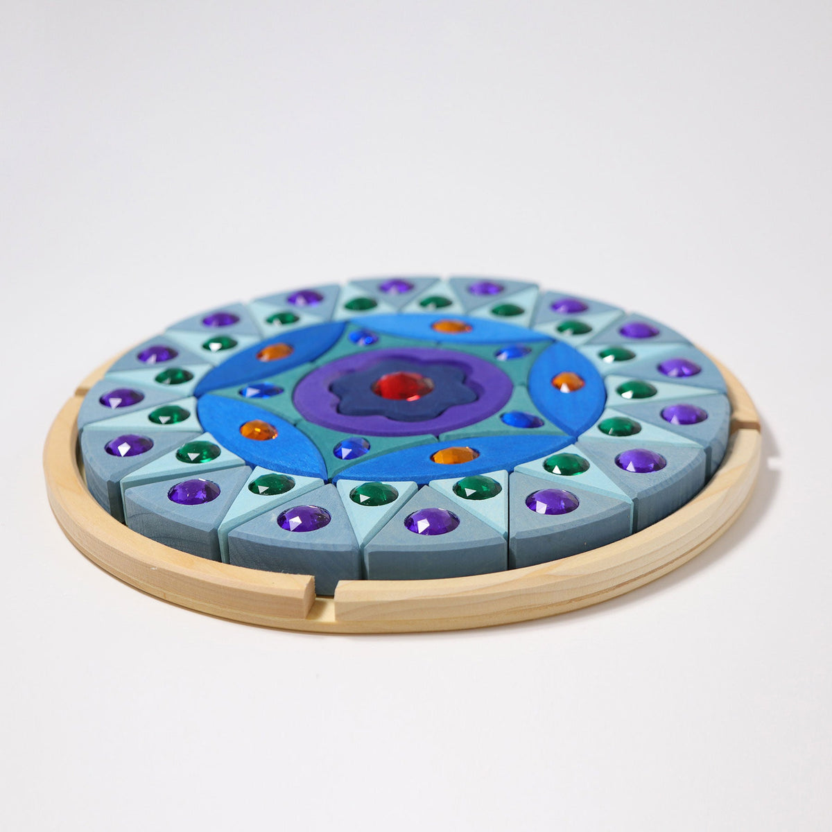 Grimm's - Klein Glitter Mandala – 44 houten blokjes en acryl steentjes