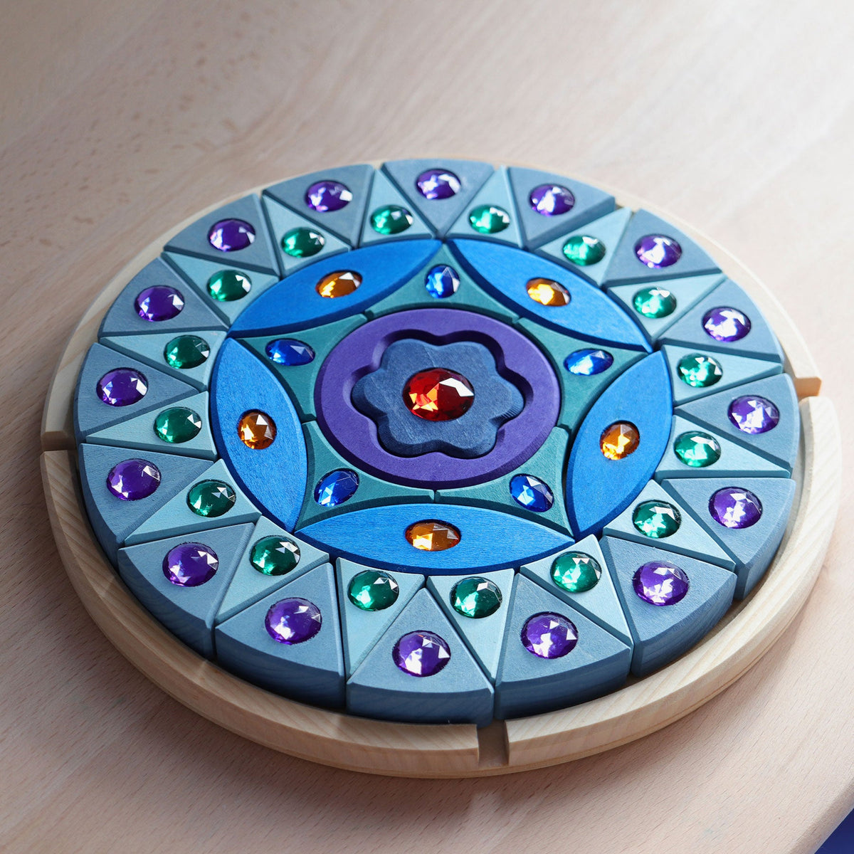 Grimm's - Klein Glitter Mandala – 44 houten blokjes en acryl steentjes