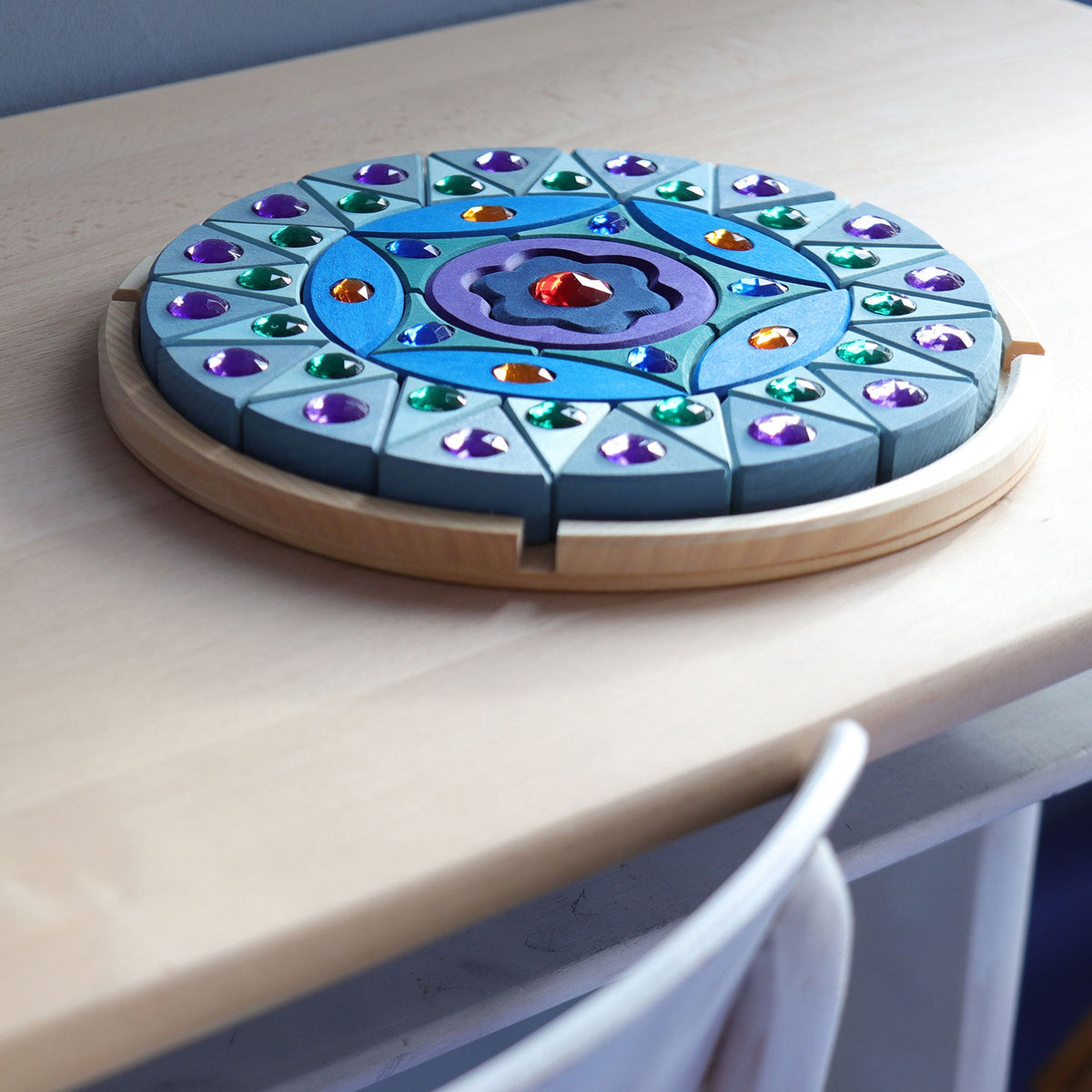 Grimm's - Klein Glitter Mandala – 44 houten blokjes en acryl steentjes