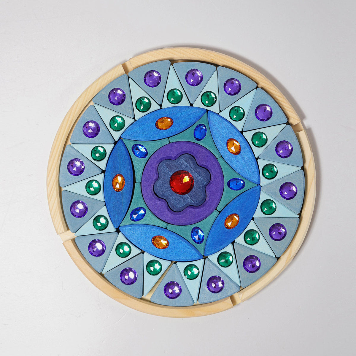 Grimm's - Klein Glitter Mandala – 44 houten blokjes en acryl steentjes