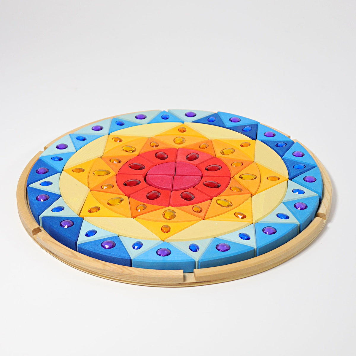 Grimm's - Glitter Mandala Zon – 76 houten blokken en glitterstenen