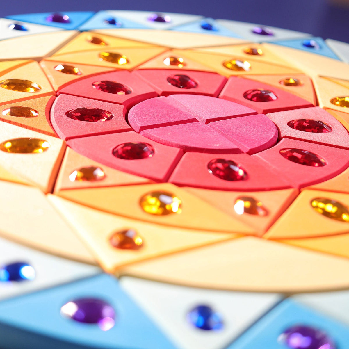Grimm's - Glitter Mandala Zon – 76 houten blokken en glitterstenen
