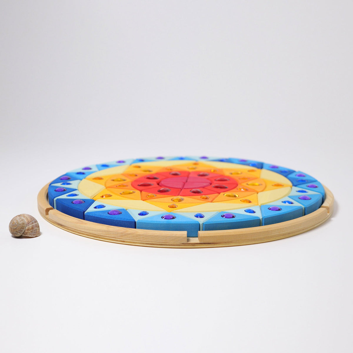 Grimm's - Glitter Mandala Zon – 76 houten blokken en glitterstenen