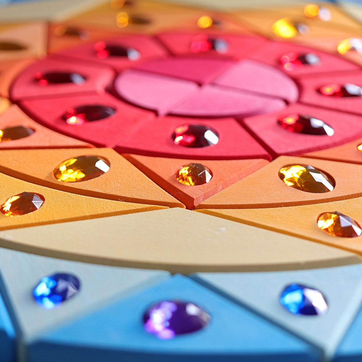 Grimm's - Glitter Mandala Zon – 76 houten blokken en glitterstenen