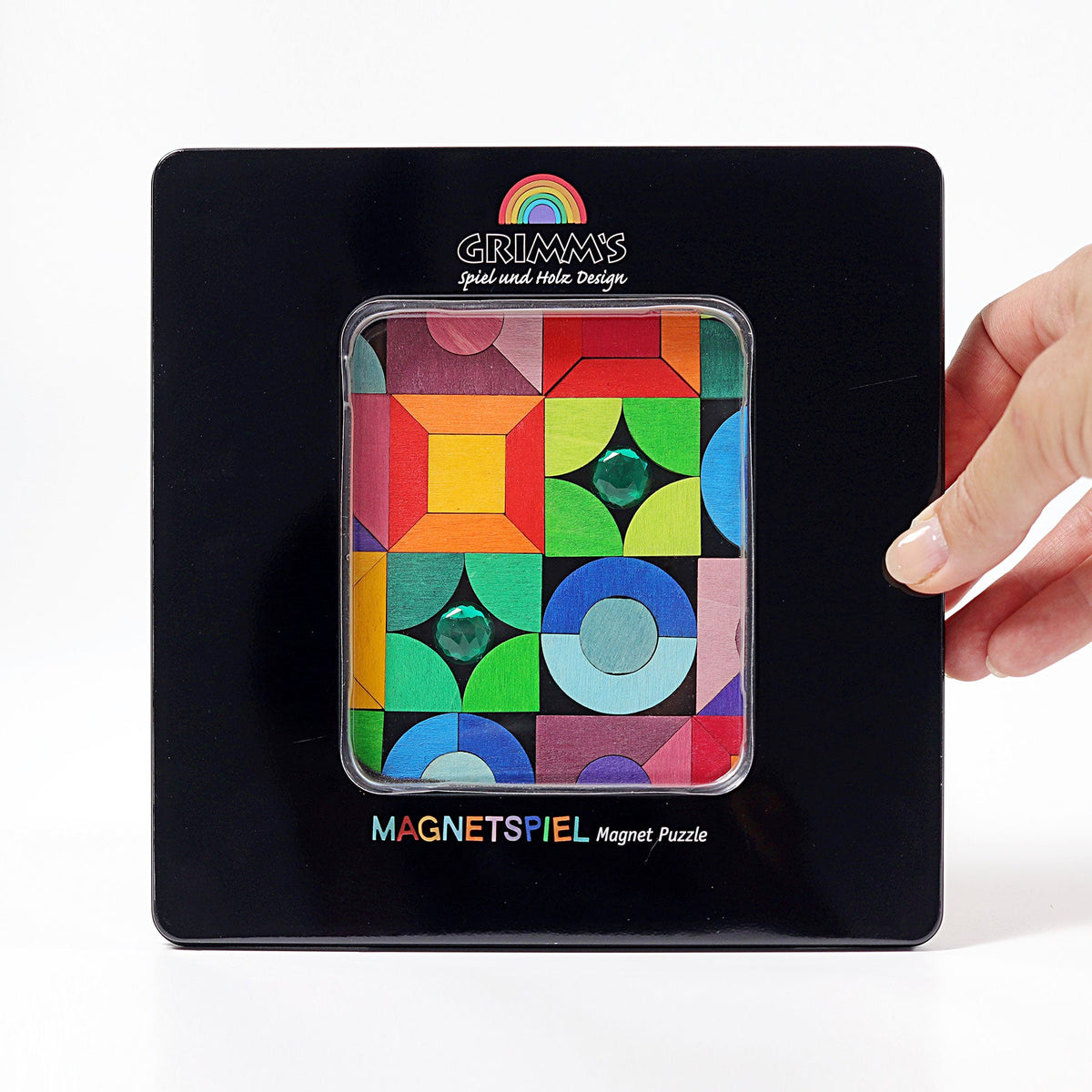 Grimm's - Magnetisch Puzzelspel Driehoek Vierkant Cirkel met Glitterstenen