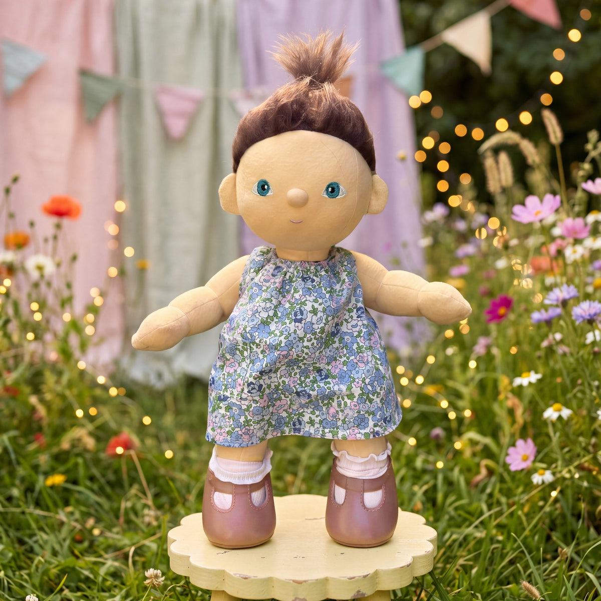 Dinkum Dolls - Florin Dress jurk blauw met bloemenprint