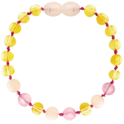Barnsteen armband baby - lemon - rozenkwarts - jade (14 cm)