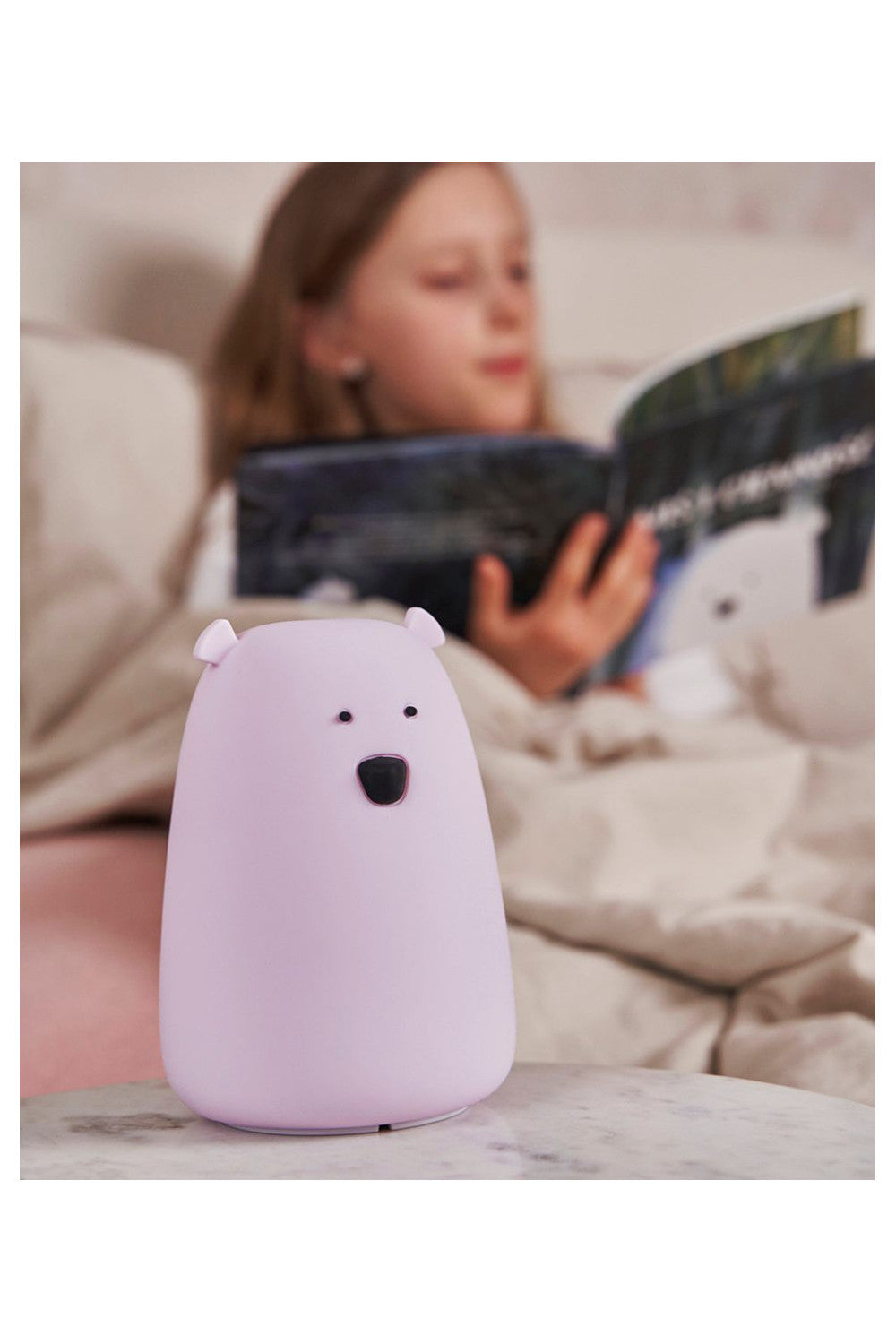 Rabbit & Friends - Berenlamp lavendel met tikbediening en oplaadbare batterij