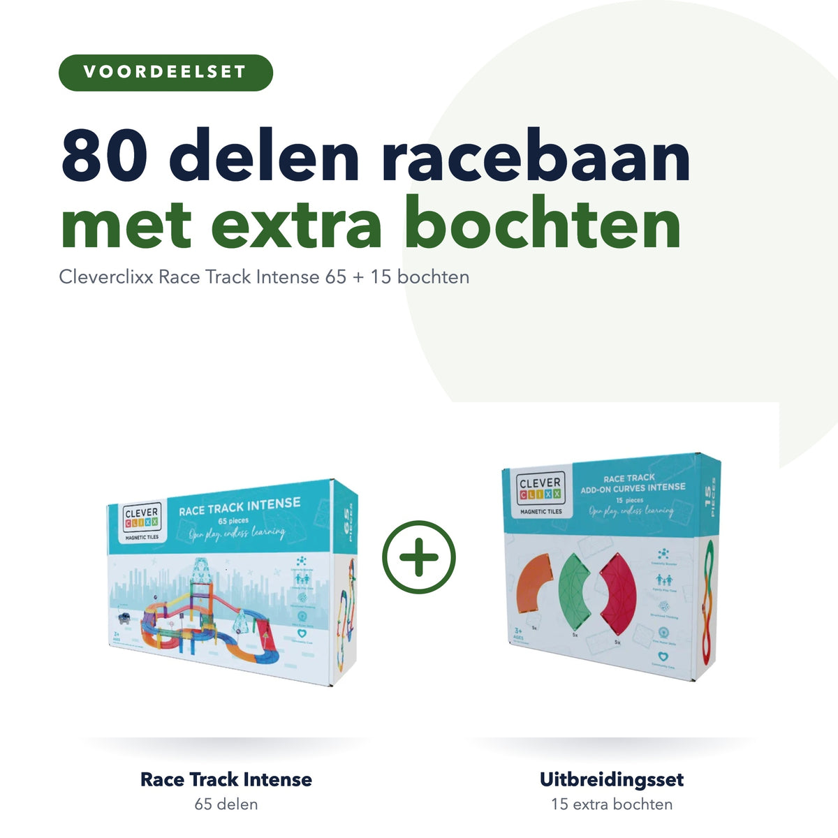 Cleverclixx voordeelset Race Track Intense 65 en uitbreidingsset met 15 bochten