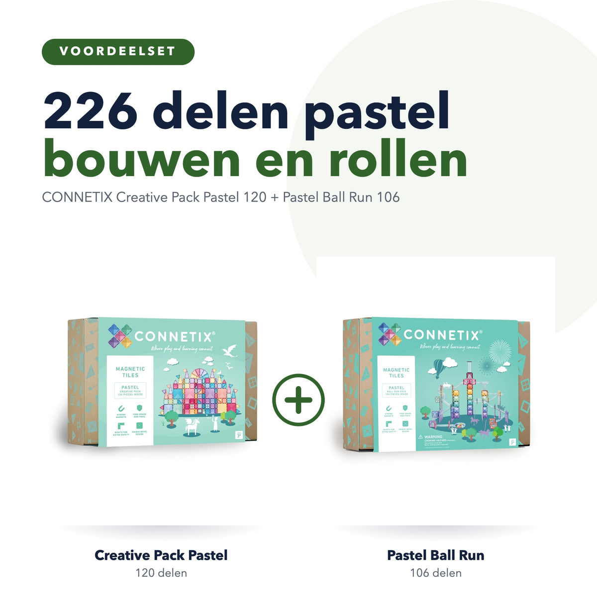 CONNETIX voordeelset Creative Pack Pastel 120 en Pastel Ball Run 106