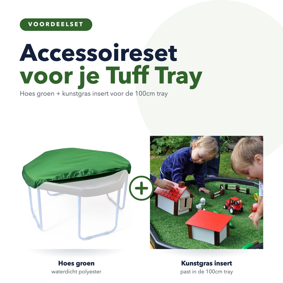 Tuff Tray accessoireset: hoes groen en kunstgras insert