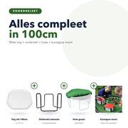 Tuff Tray mega set: witte tray 100cm, onderstel antraciet, hoes en kunstgras insert