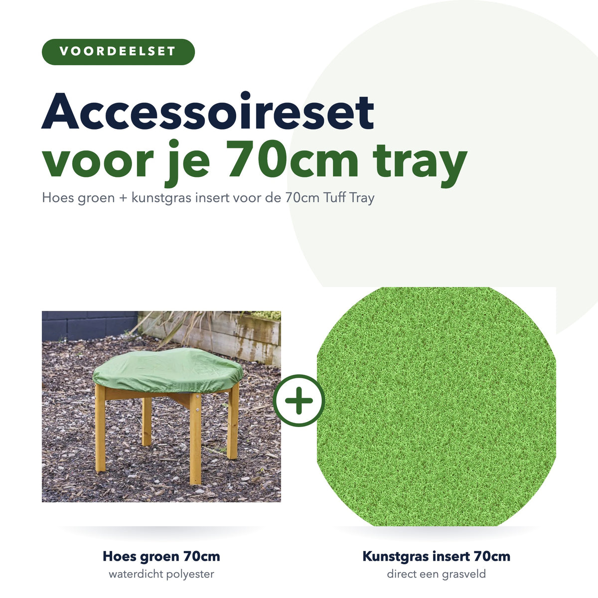 Tuff Tray 70cm accessoireset: hoes groen en kunstgras insert