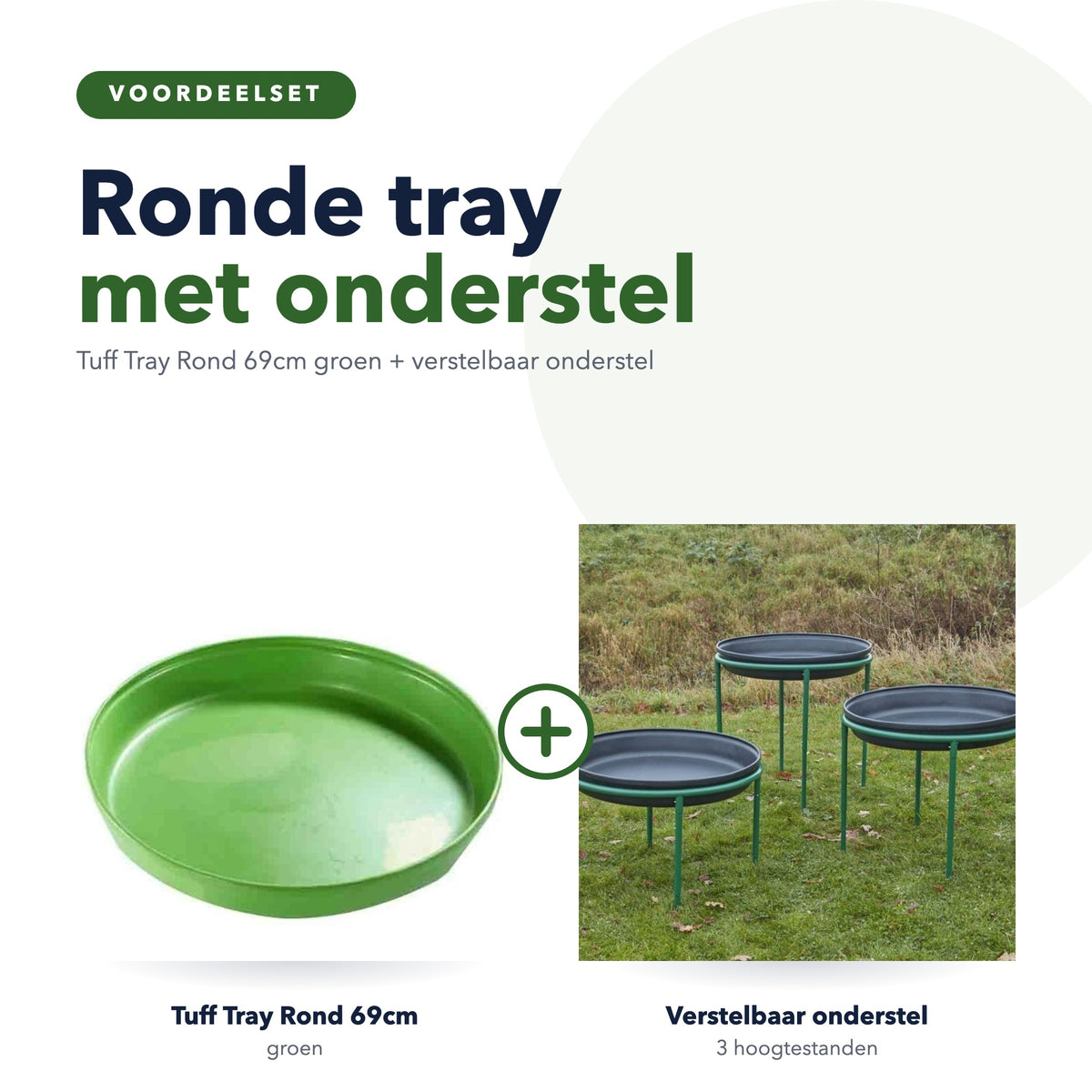Tuff Tray Rond 69cm groen met verstelbaar onderstel