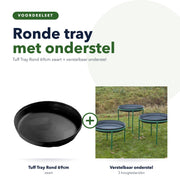 Tuff Tray Rond 69cm zwart met verstelbaar onderstel