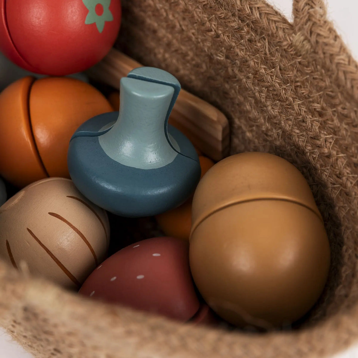 Egmont Toys - Houten fruit- en groenteset in juten mand