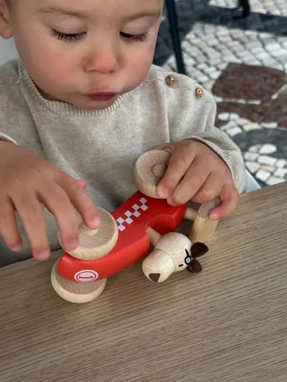 Egmont Toys - Houten raceauto met hond als bestuurder