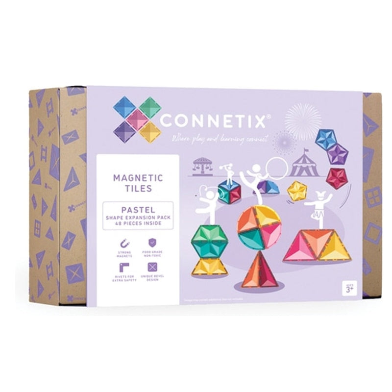 Connetix - Pastel Shape Expansion Pack 48 stuks - magnetisch constructiespeelgoed