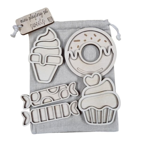 Kiddi - Mini vulvormen set Zoet - 5 houten vormen