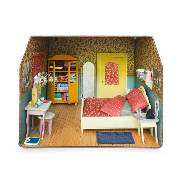 Het Muizenhuis - Kartonnen miniatuur slaapkamer