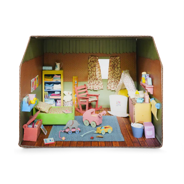 Het Muizenhuis - Kartonnen miniatuur babykamer
