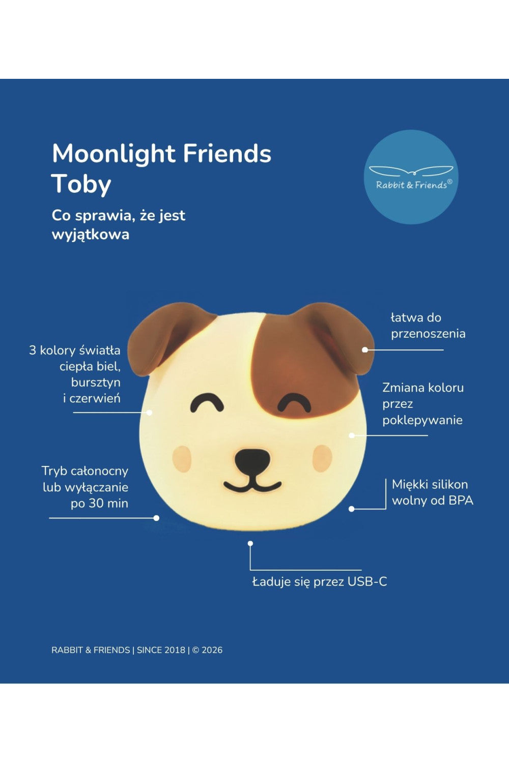 Rabbit & Friends - Vrijstaande lamp Toby hond uit Moonlight Friends collectie