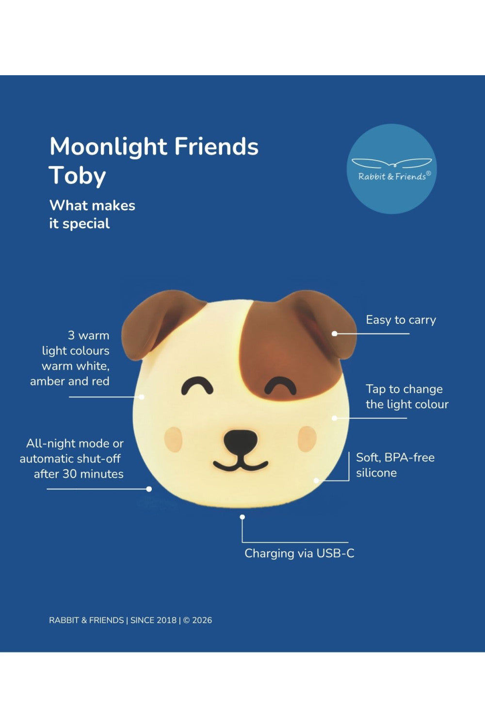 Rabbit & Friends - Vrijstaande lamp Toby hond uit Moonlight Friends collectie