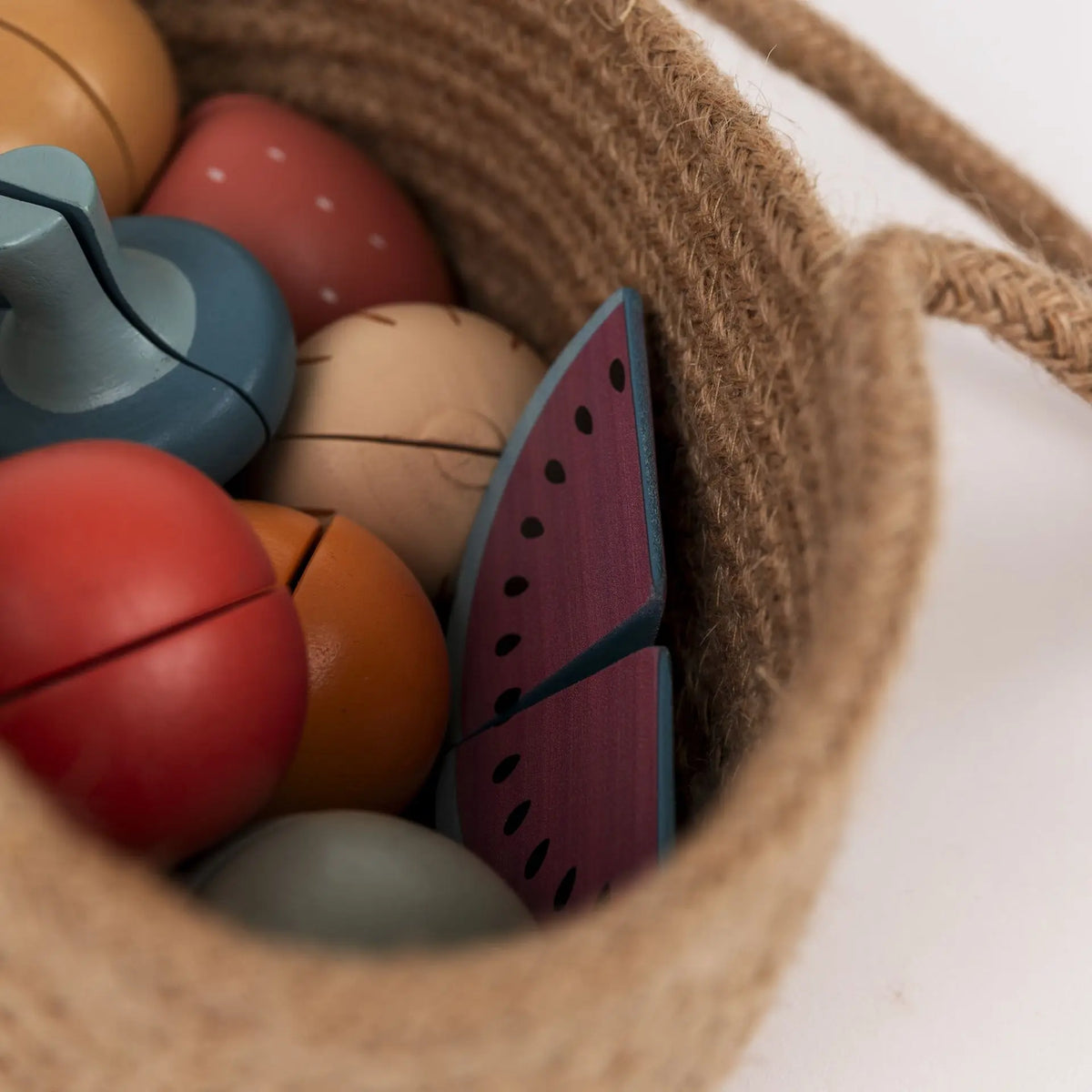 Egmont Toys - Houten fruit- en groenteset in juten mand