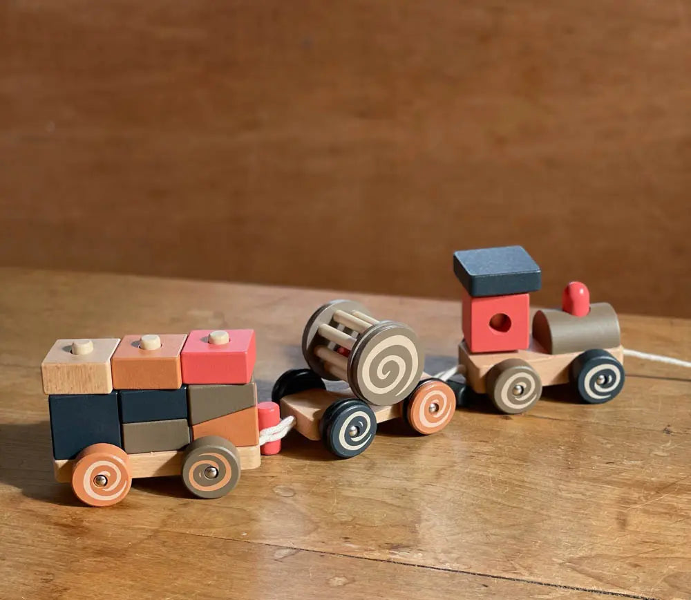 Egmont Toys - Houten trektrein met stapelblokken