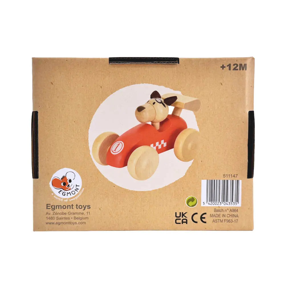 Egmont Toys - Houten raceauto met hond als bestuurder