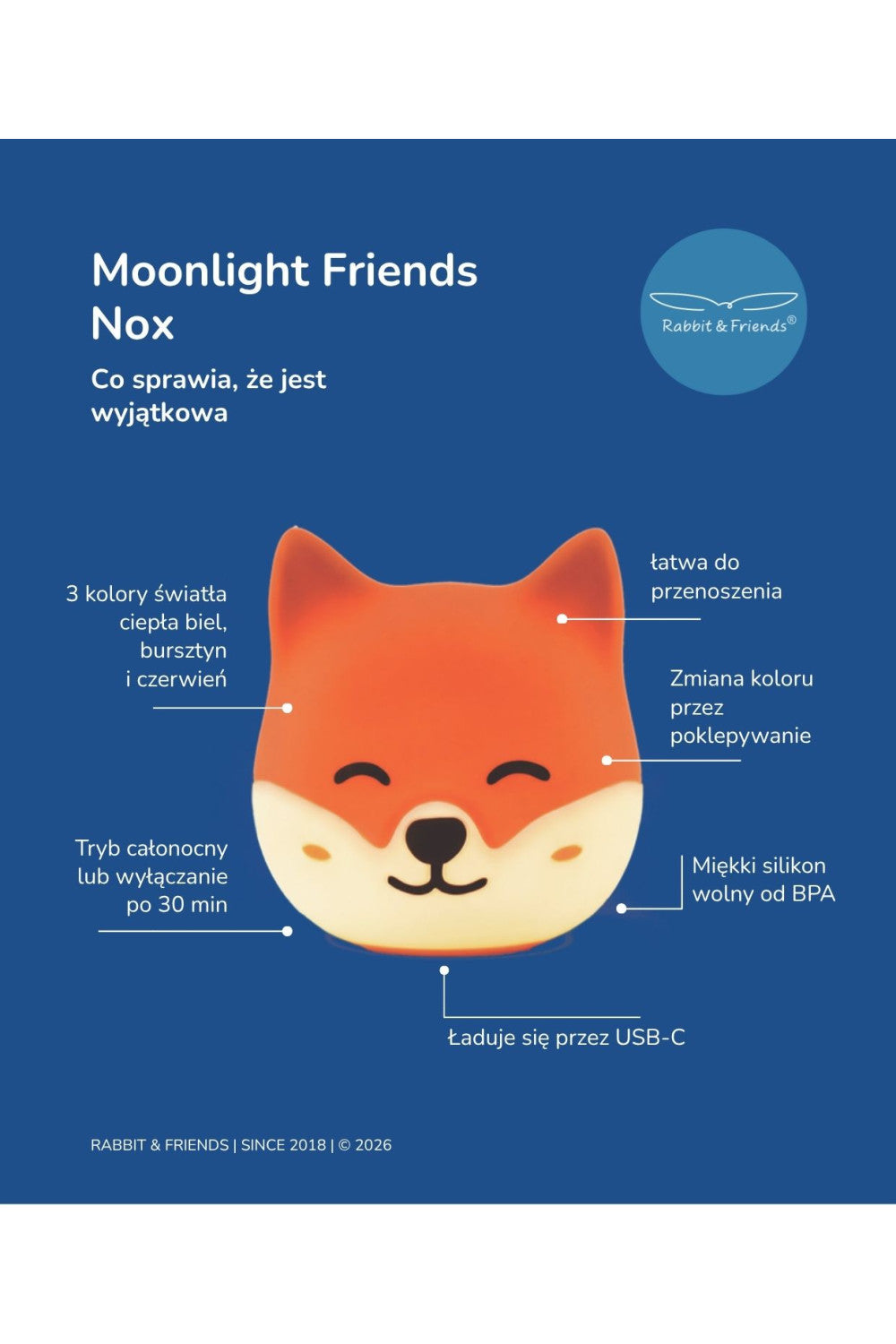 Rabbit & Friends - Fox Nox vrijstaande lamp Moonlight Friends