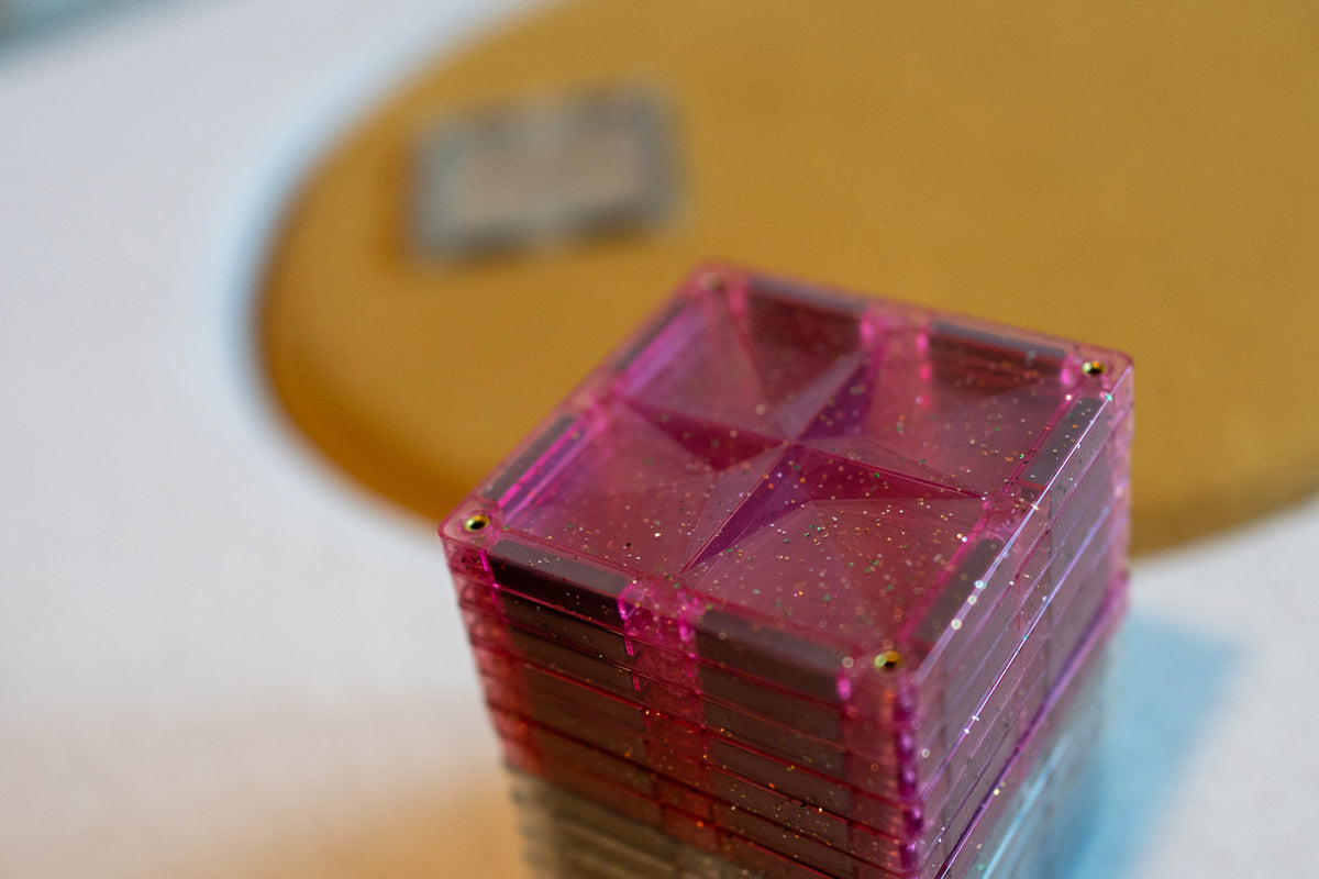 Cleverclixx - Glitter Tiles Pack Transparent / Pink (16 stuks)