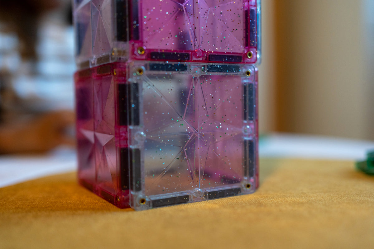 Cleverclixx - Glitter Tiles Pack Transparent / Pink (16 stuks)