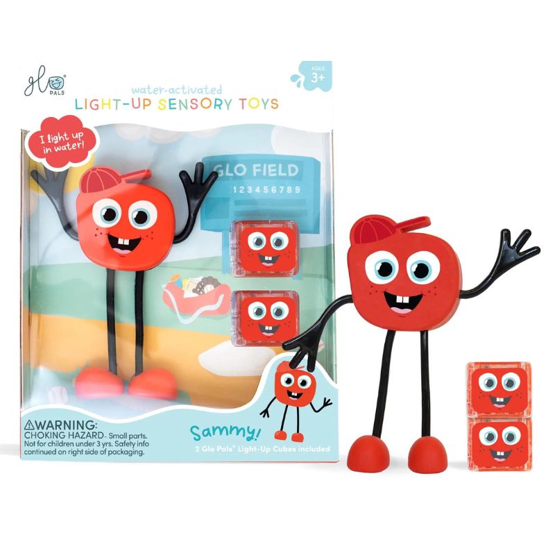Glo Pals - sensorische lichtgevende blokjes voor in bad of sensorisch spel - Sammi - 2 stuks incl. speelvriendje