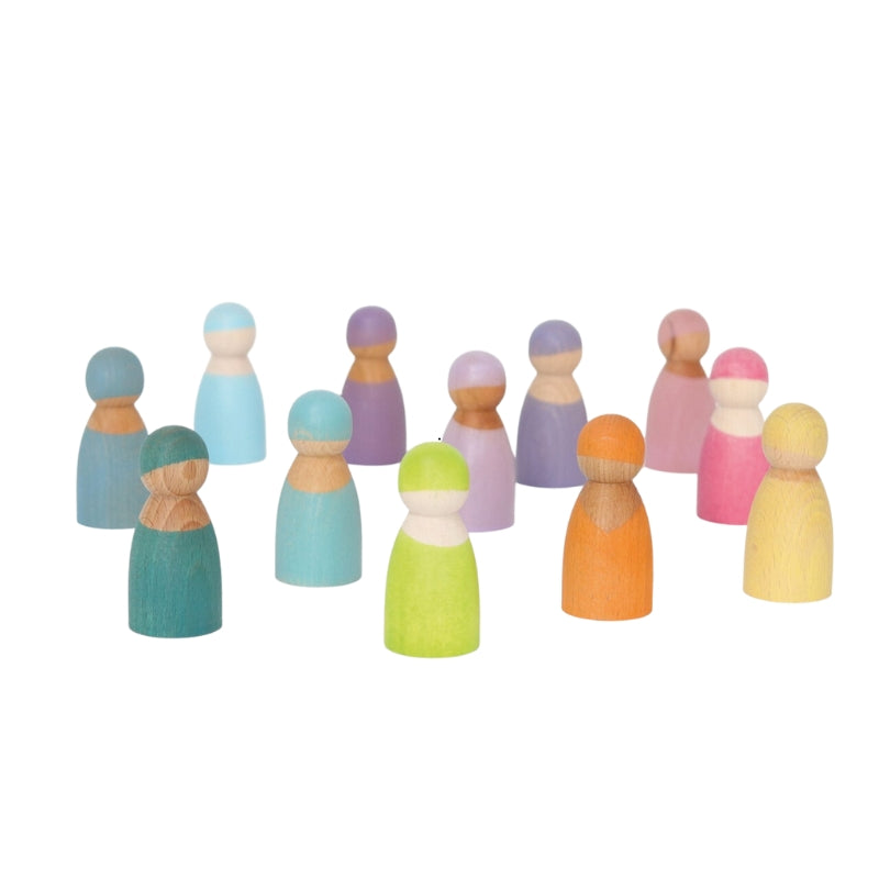 Grimm's - Houten Pastel Vriendjes 12 stuks