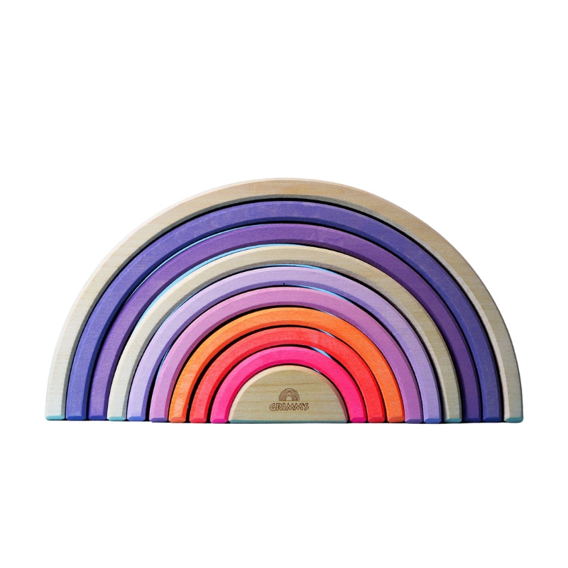 Grimm's - Houten regenboog stapelaar (10-delig) - neon roze