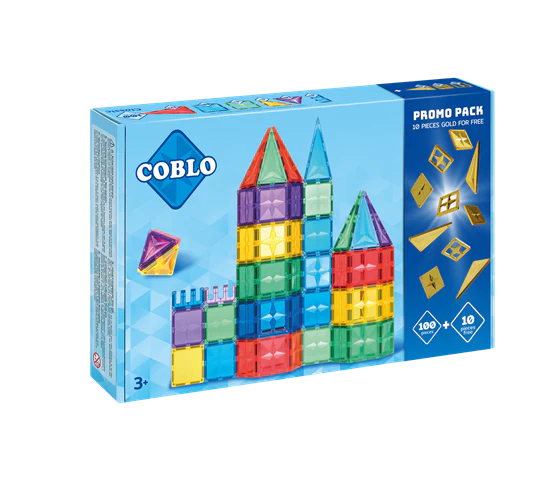 PROMO 10 gouden tegels gratis! Magnetisch constructiespeelgoed 100 stuks - Coblo