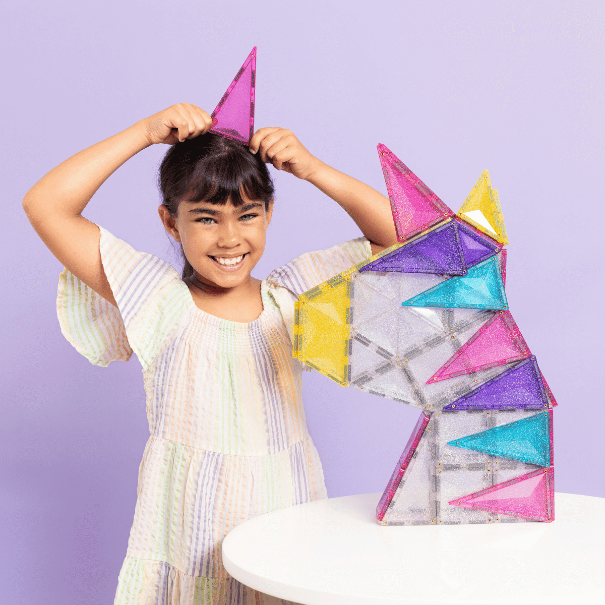 Connetix - Glitter Unicorn Pack 56 stuks - magnetisch constructiespeelgoed