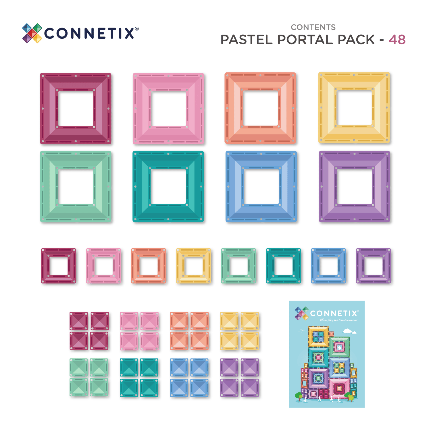 CONNETIX - Pastel Portal Pack 48 stuks - magnetisch constructiespeelgoed