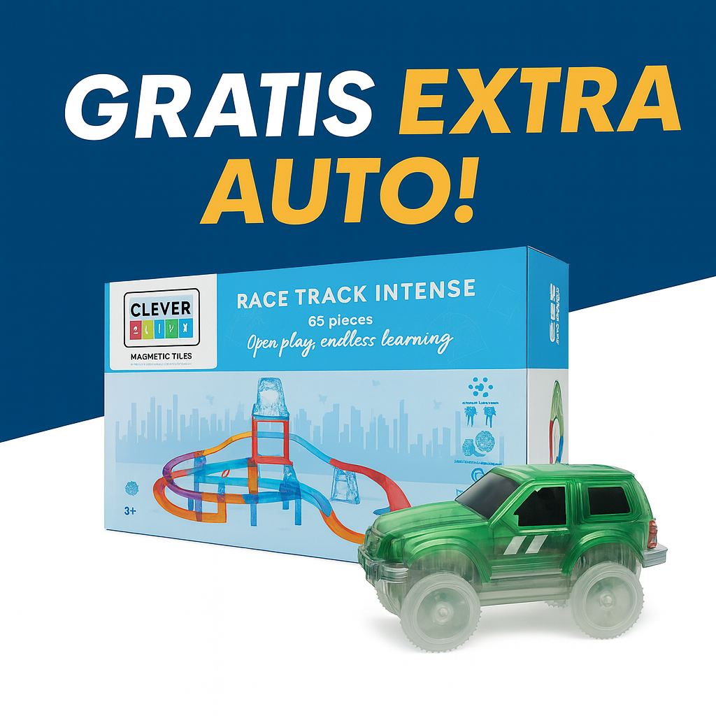 GRATIS EXTRA AUTO - Cleverclixx - Race Track Intense - 65 stuks + gratis auto groen