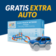 GRATIS EXTRA AUTO - Cleverclixx - Race Track Intense - 65 stuks + gratis auto blauw