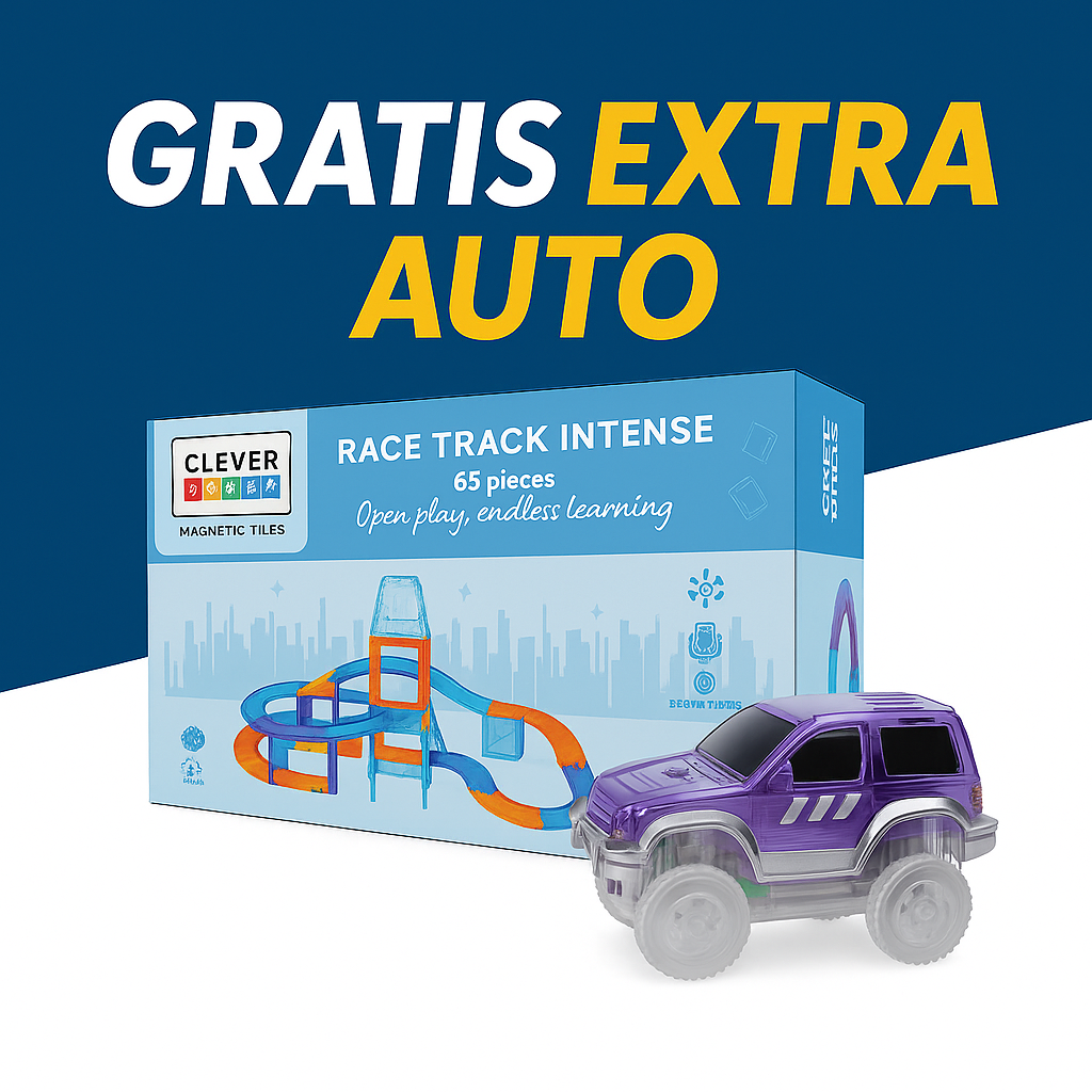 GRATIS EXTRA AUTO - Cleverclixx - Race Track Intense - 65 stuks + gratis auto paars