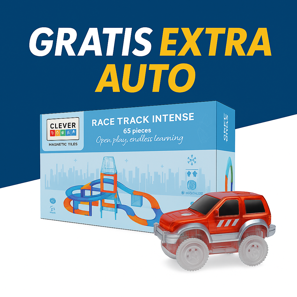 GRATIS EXTRA AUTO - Cleverclixx - Race Track Intense - 65 stuks + gratis auto rood