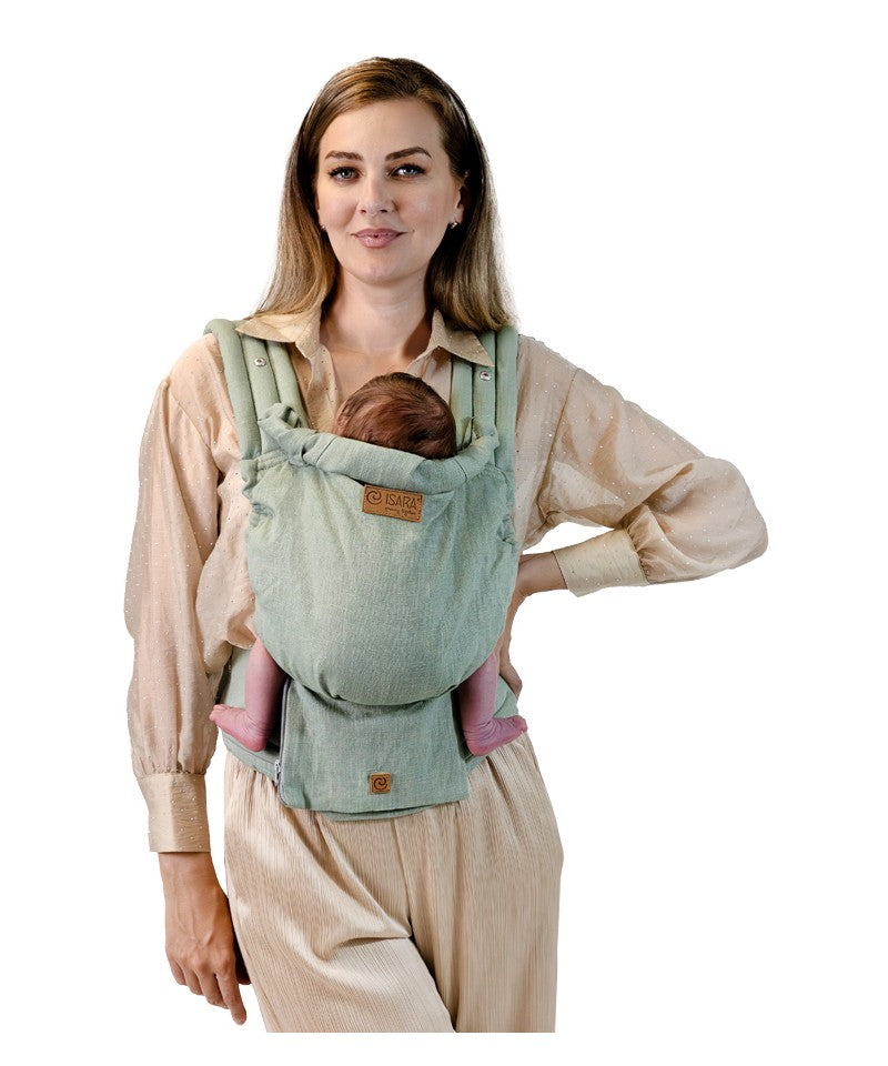 Isara - Elite Sage Green Linen - Ergonomische Draagzak