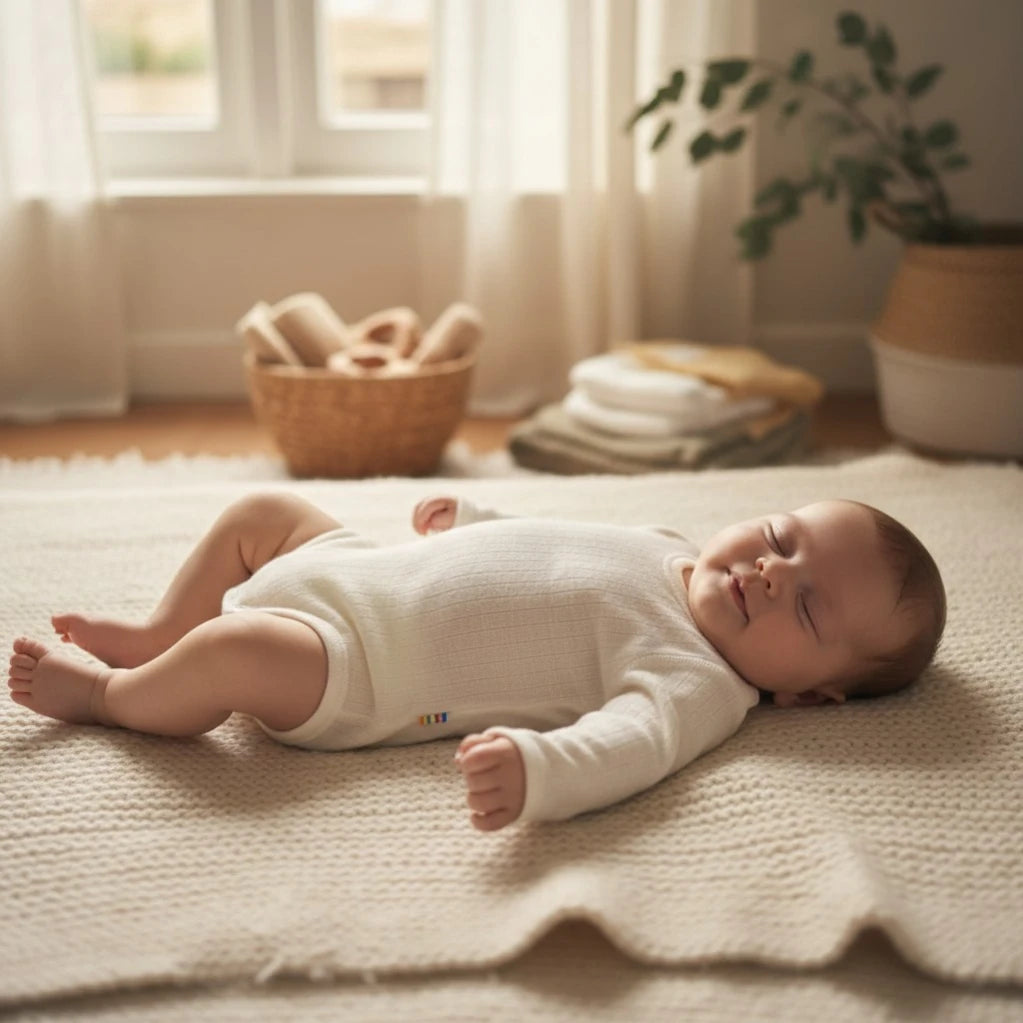 Joha - 100% wol romper met lange mouwen - Naturel