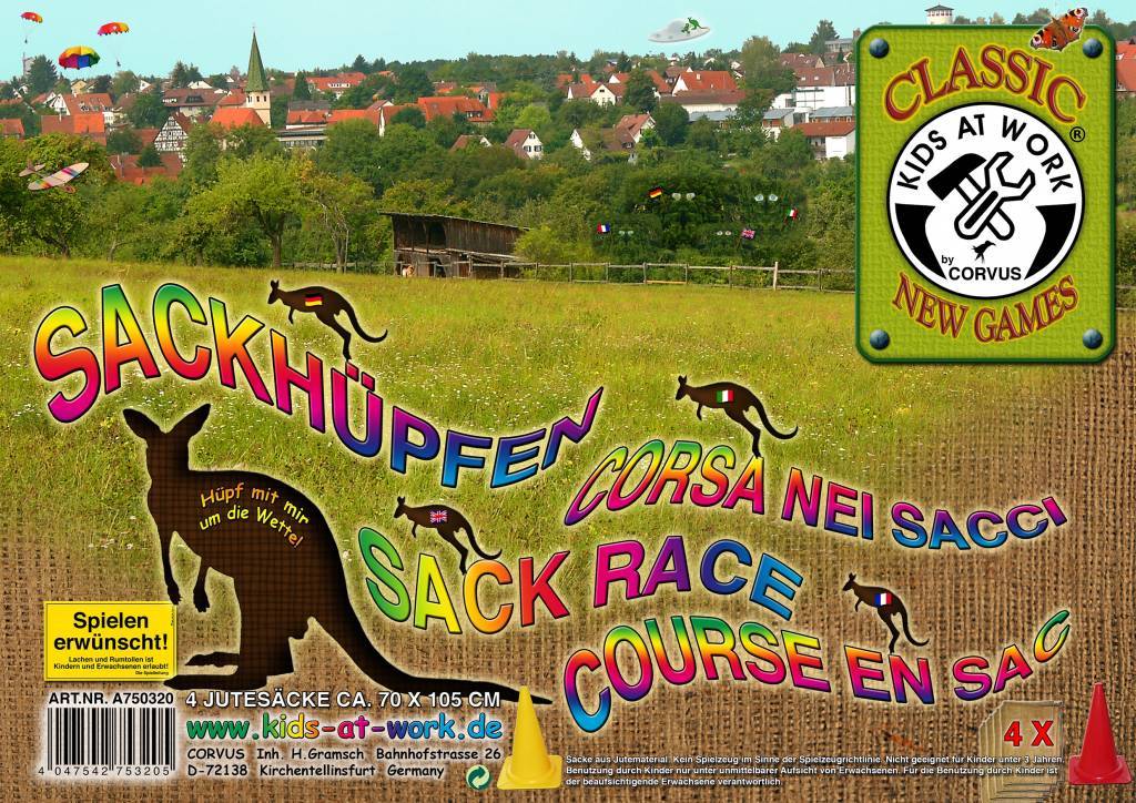 Kids At Work - Vier jute zakken voor zaklopen