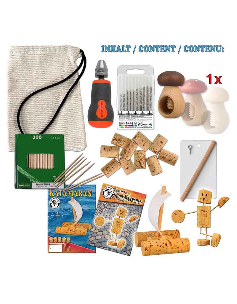 Kids at work - Borenset voor kastanjes, kurk, hout