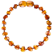 Kinder Wonderland cognac barnsteen armband voor baby's en peuters van 14 cm met gepolijste kralen en draaisluiting