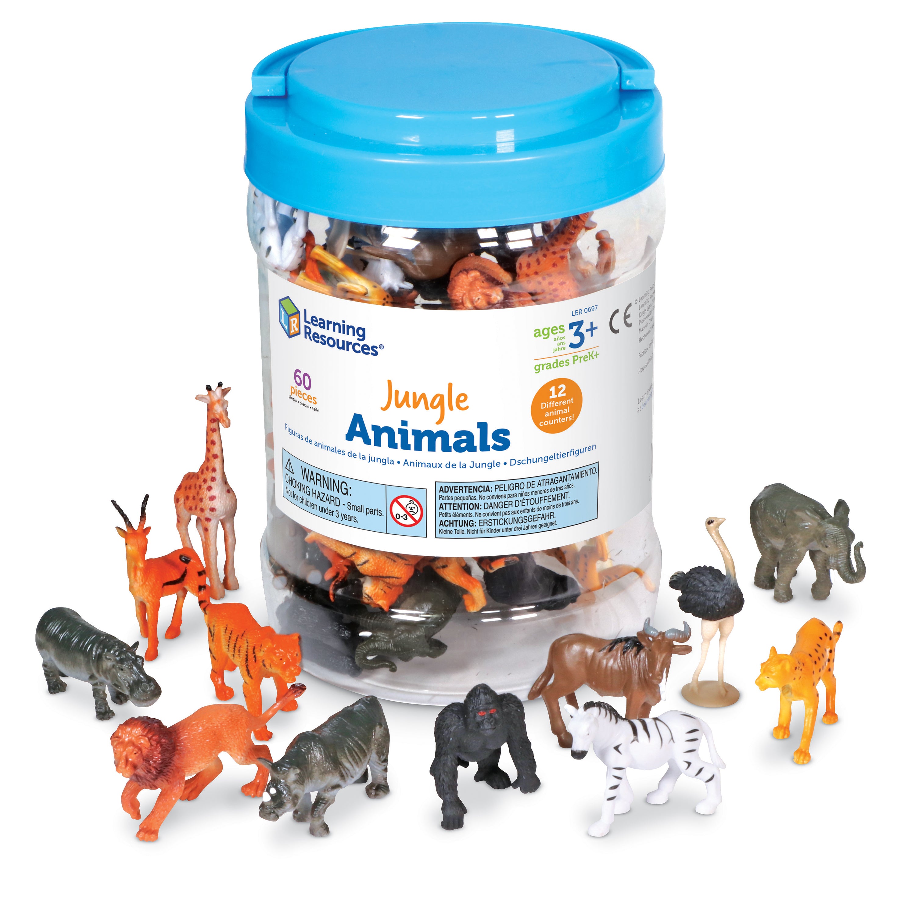 Learning Resources - Jungle Dieren Telfiguren - Set van 60 Stuks